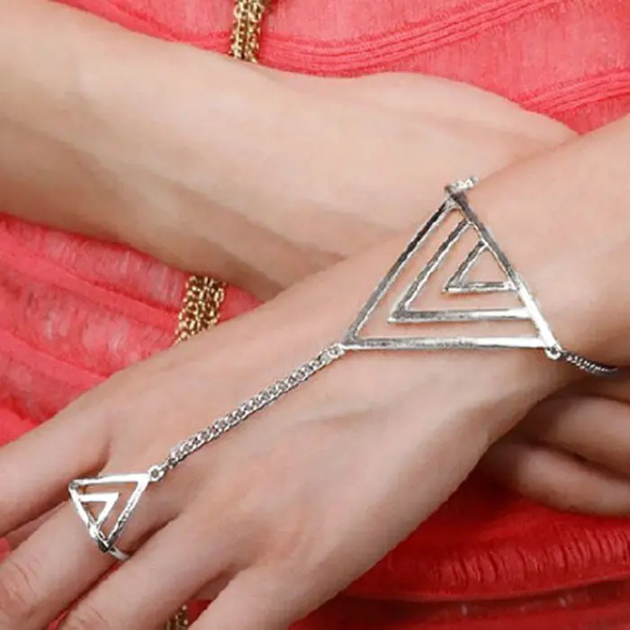 Women Triangle Bracelets Hand Bracelet Bangle Slave Chain Girls Mujer Jewelry 1
