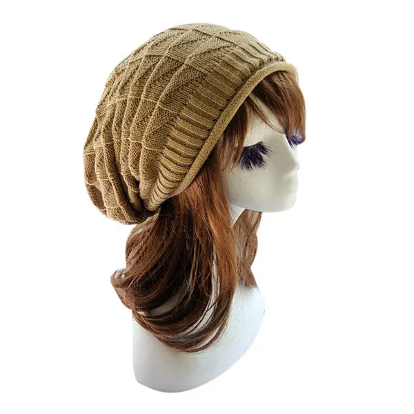 Women Triangle Diamond Warm Knitted Wool Hats Cap 4