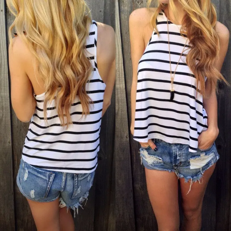 Women Tshirt Navy Stripe Printed Cotton Blend T Shirt Women Top Women Camisetas Sexy Beach Tees 3