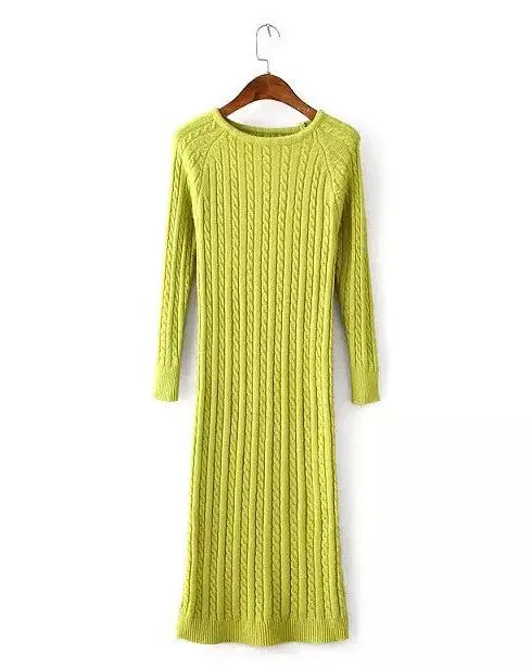 Women Twisted Back Slit Sweater Dress Solid Dames Kleding Jerseis Knitted Pull Femme Long Jumper Midi Pullover Sweater Dresses 3