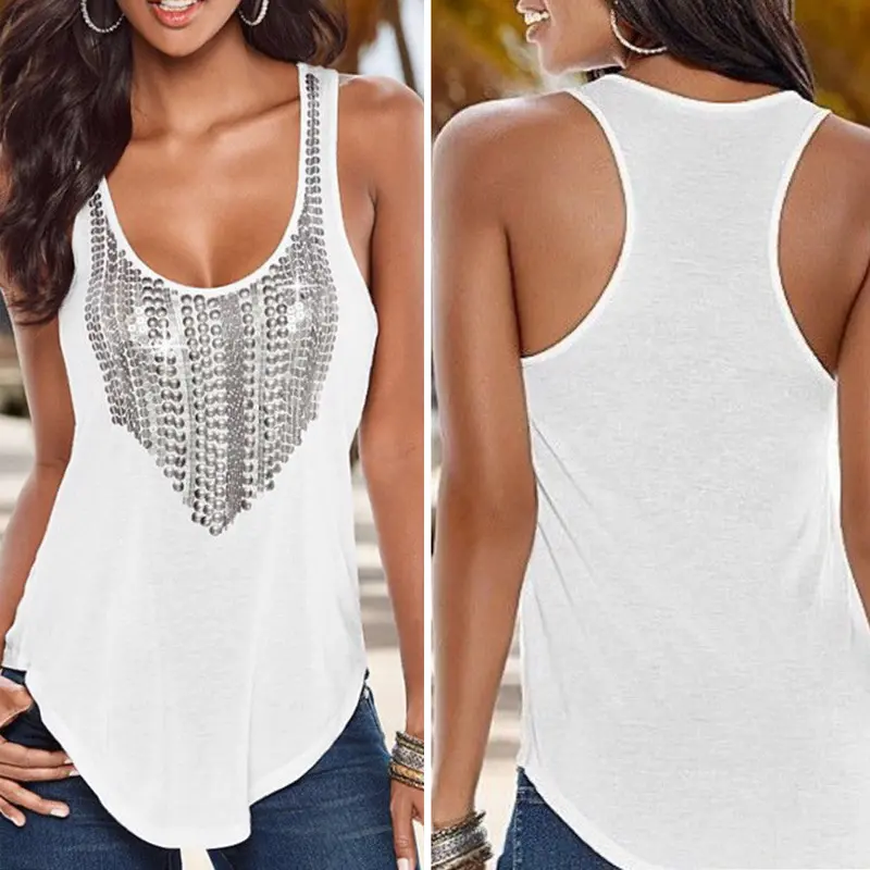 Women V Shape Black Dots Printed Sleeveless Loose Camisole Tank Tops Womens Sleeveless T Shirt Tee Vest Cami Loose Plus-Size 2