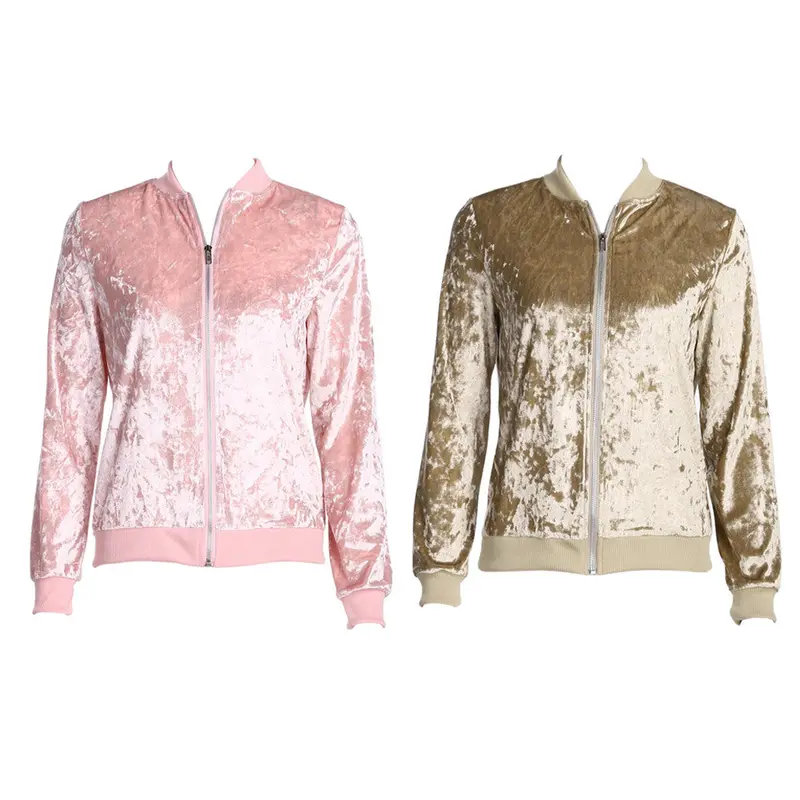 Women Velvet Basic Female Thermal Solid Coat Top Zipper Stand Casual Jackets Ladies Coats Chaquetas Mujer 4