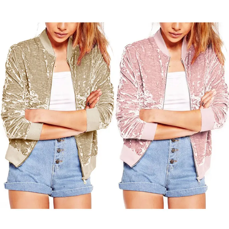 Women Velvet Basic Female Thermal Solid Coat Top Zipper Stand Casual Jackets Ladies Coats Chaquetas Mujer 5