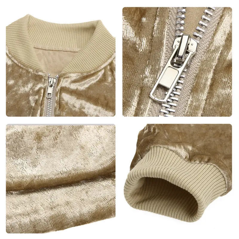 Women Velvet Basic Female Thermal Solid Coat Top Zipper Stand Casual Jackets Ladies Coats Chaquetas Mujer 8