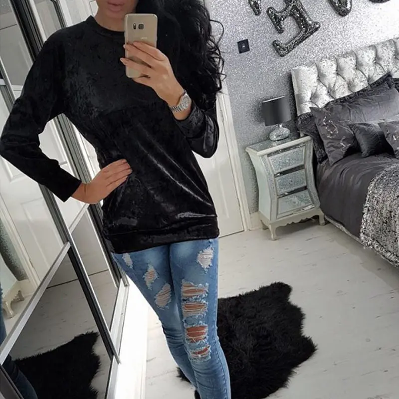 Women Velvet Hoodies Sweatshirts Long Velour Hoodies Sweatshirts Casual Long Sleeve Pullovers Tops Gv491 1
