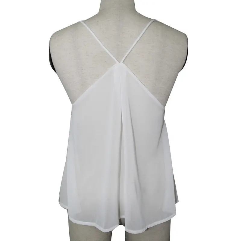 Women Vest Back Cross Sleeveless Shirt Lace Sexy Casual Tops Camis Deep V Neck Girls Tees 3