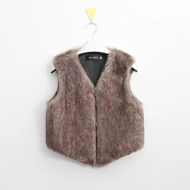 Women Vest Sleeveless Coat Outerwear Long Hair Waistcoat Faux Fur Jacket 3