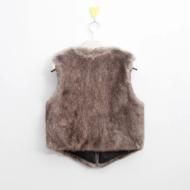 Women Vest Sleeveless Coat Outerwear Long Hair Waistcoat Faux Fur Jacket 4