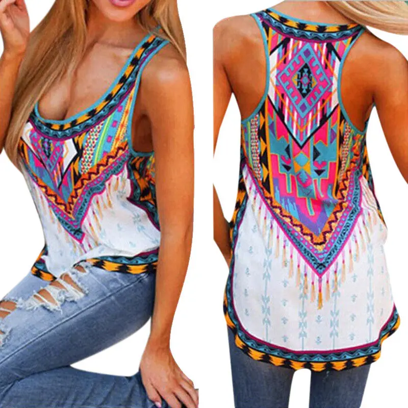 Women Vest Top Sexy National Style Blusa Sleeveless Shirt Casual Tank Tops Beach Tops Plus Size Xxxl 1