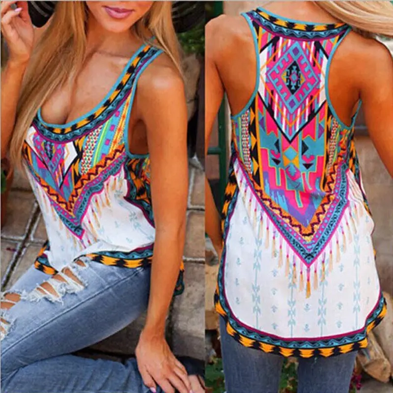 Women Vest Top Sexy National Style Blusa Sleeveless Shirt Casual Tank Tops Beach Tops Plus Size Xxxl 5