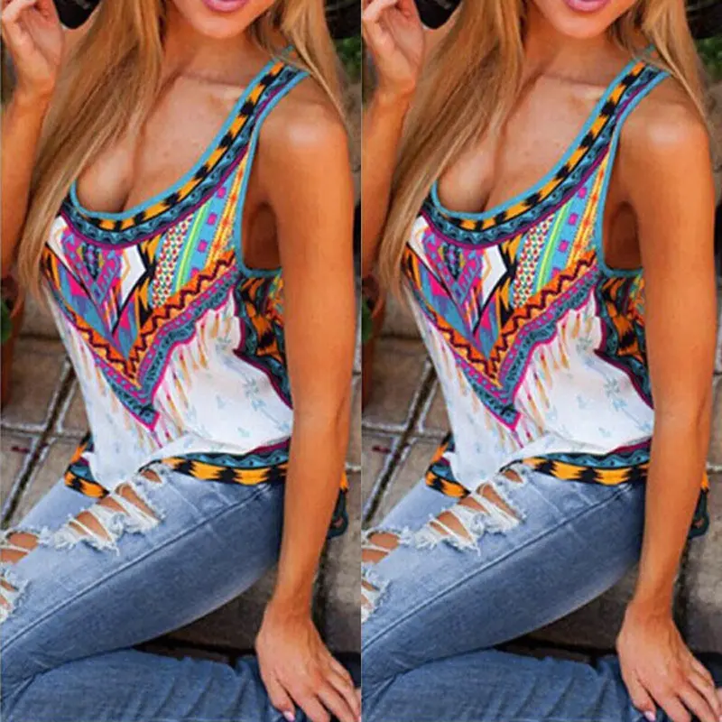 Women Vest Top Sexy National Style Blusa Sleeveless Shirt Casual Tank Tops Beach Tops Plus Size Xxxl 6