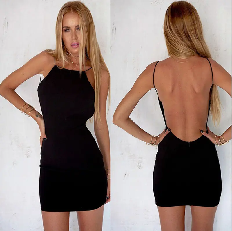Women Vestidos Sexy Black Dress Backless Spaghetti Strap Mini Dress Sundress Big Discount Sale Plus Size Women Clothing Feida 1