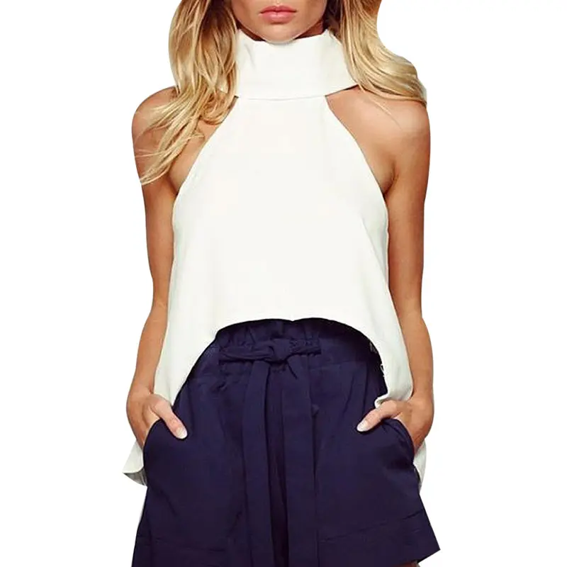Women Vintage Halter Top Cropped Turtleneck Blouse Shirt Vest Off Shoulder Sexy Tops Clothes Plus Size Blusas 1