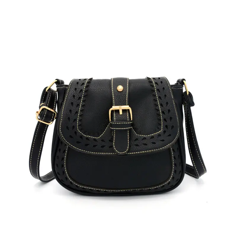 Women Vintage Hbag Hollow Out Zipper Leather Messenger Bags Saddle Shoulder Bag Ladies Clutch Bolsos Mujer 1