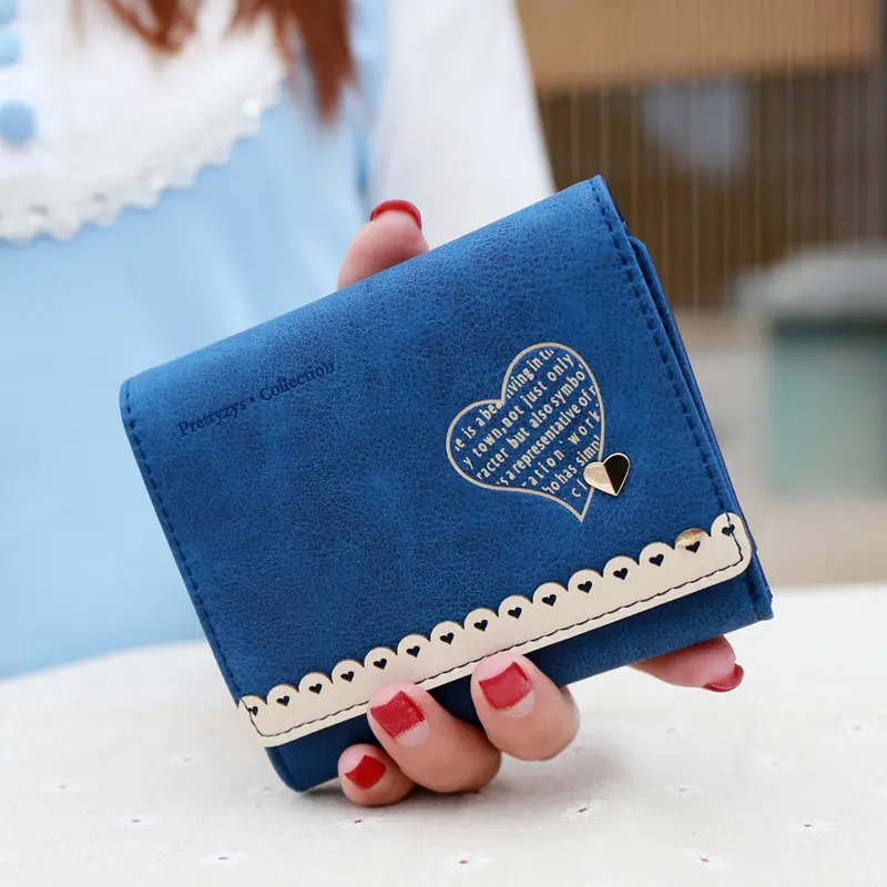 Women Wallets Famous Heart Print Purses Ladies Clutch Purse Lovely Hand Bag Pu Carteras 1