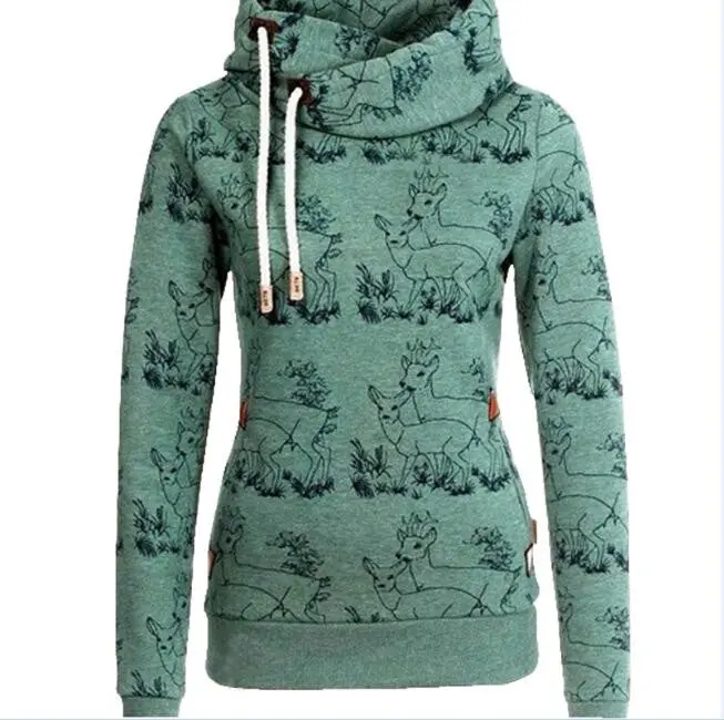 Women Warm Casual Hoodies Long Sleeve Hoodies Character Turtleneck Sweatshirt X0354 1
