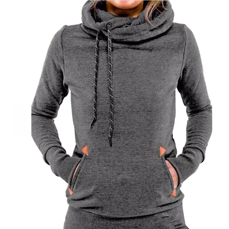 Women Warm Hoodies Tracksuits Women Solid Long Sleeve Pocket Sweatshirt Hoodies Pullovers Slim X0305 9
