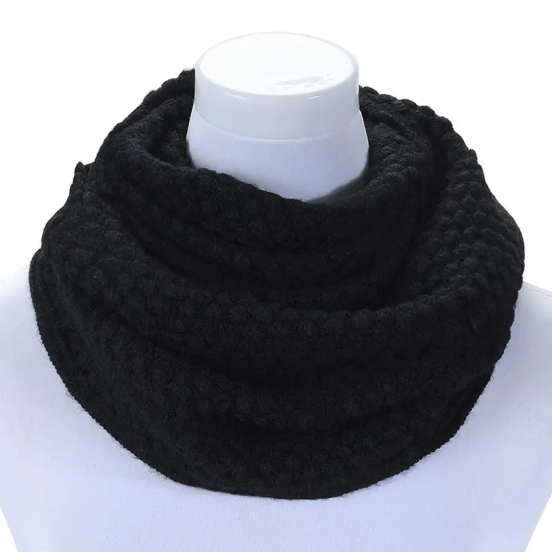 Women Warm Infinity 2 Circle Cable Knit Cowl Neck Long Scarf Shawl 1