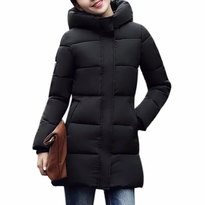 Women Warm Jacket Down Cotton Coat Faux Hooded Slim Parka Outerwear 3
