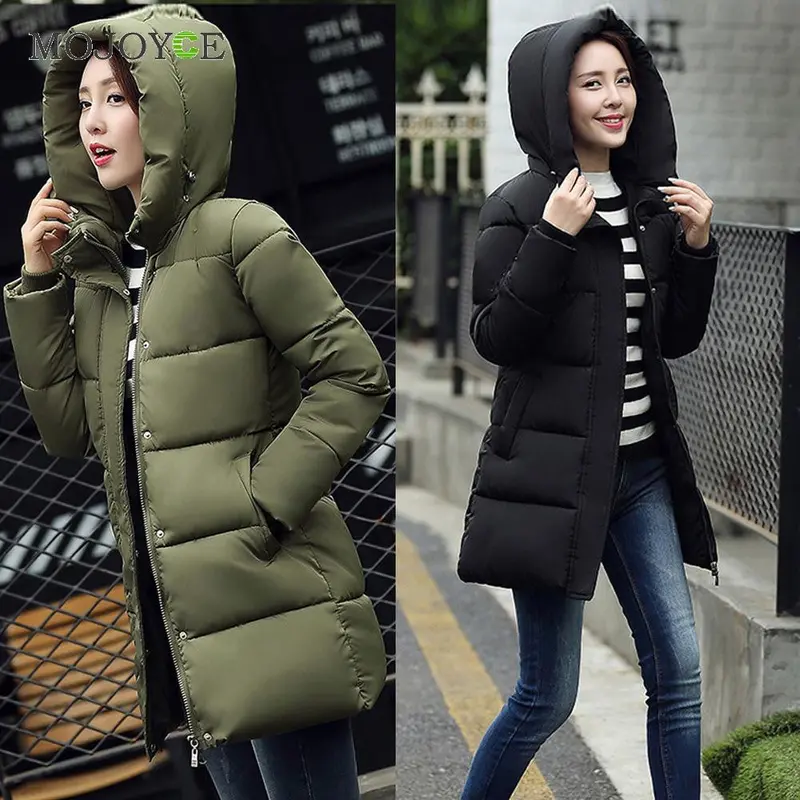 Women Warm Jacket Down Cotton Coat Faux Hooded Slim Parka Outerwear 4