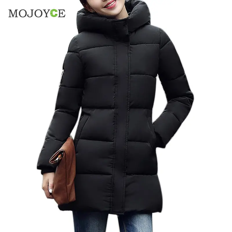 Women Warm Jacket Down Cotton Coat Faux Hooded Slim Parka Outerwear 5