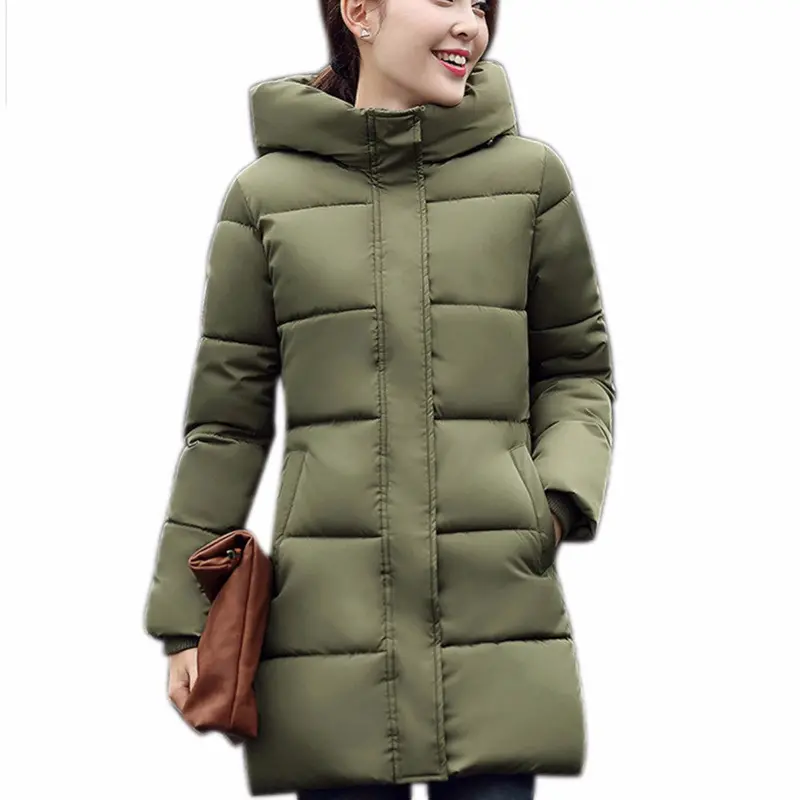 Women Warm Jacket Down Cotton Coat Faux Hooded Slim Parka Outerwear 6