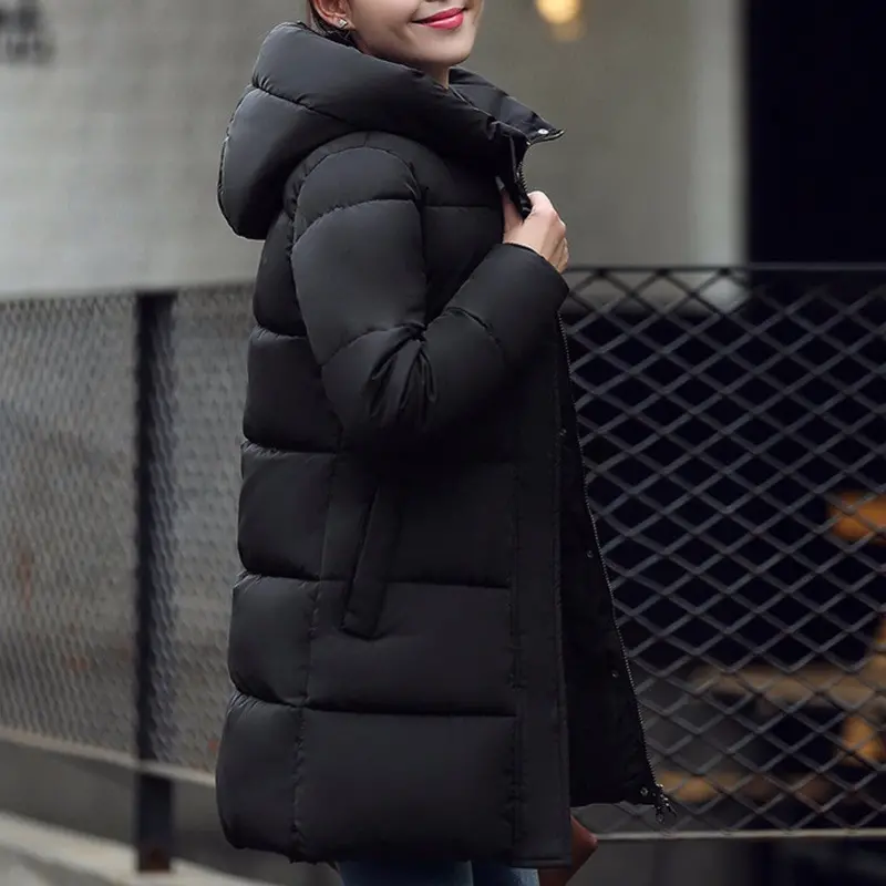 Women Warm Jacket Down Cotton Coat Faux Hooded Slim Parka Outerwear 7