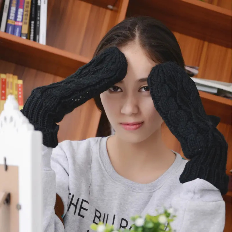 Women Warm Knit Gloves Warmer Mittens Finger Gloves Knitted Twist Gloves Mittens Women's Accessories Chirstmas Gift 3