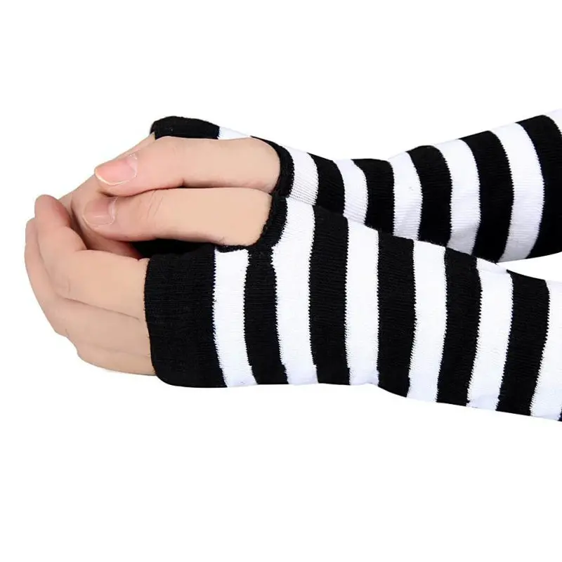 Women Warm Knitted Fingerless Long Gloves Mitten Hand Arm Wrist Warmer 2