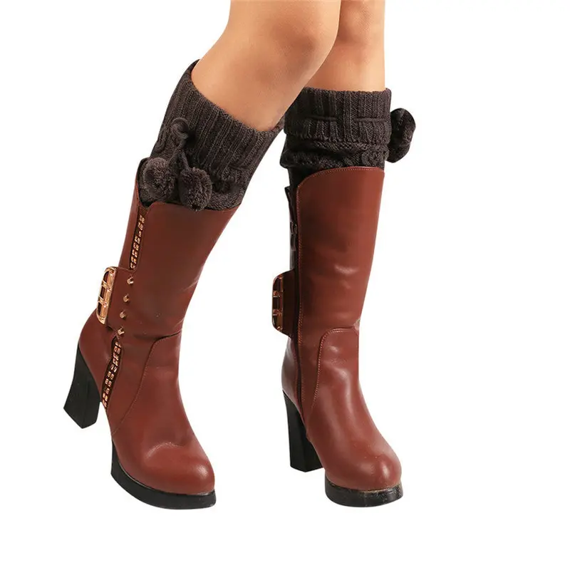 Women Warm Knitted Socks Leg Warmers Boot Crochet Long Socks Fast Shipping Feida 2