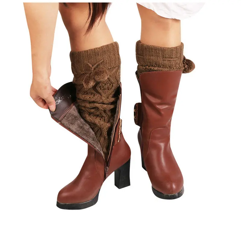 Women Warm Knitted Socks Leg Warmers Boot Crochet Long Socks Fast Shipping Feida 4