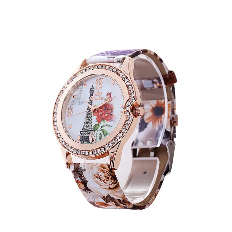Women Watch Famous Ladies Steel Bracelet Quartz Watch Women Eiffel Tower Print Clock For Women 1