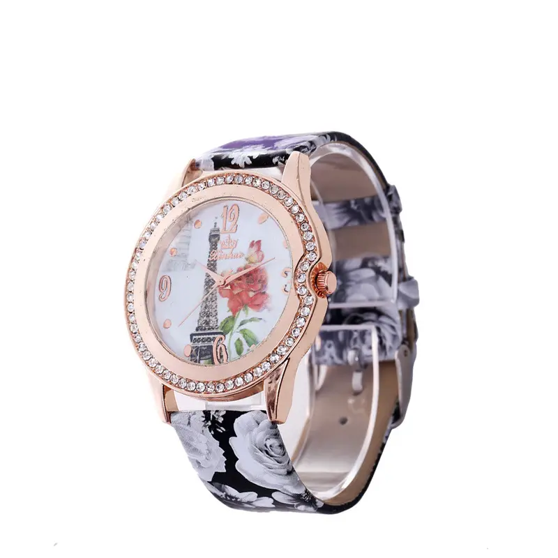 Women Watch Famous Ladies Steel Bracelet Quartz Watch Women Eiffel Tower Print Clock For Women 3