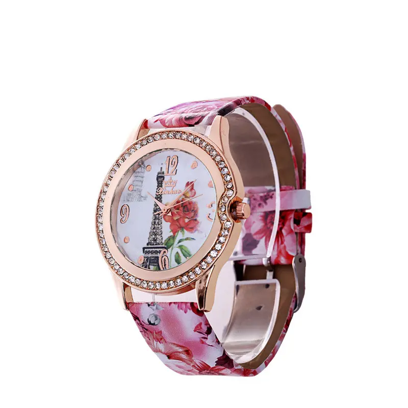 Women Watch Famous Ladies Steel Bracelet Quartz Watch Women Eiffel Tower Print Clock For Women 4
