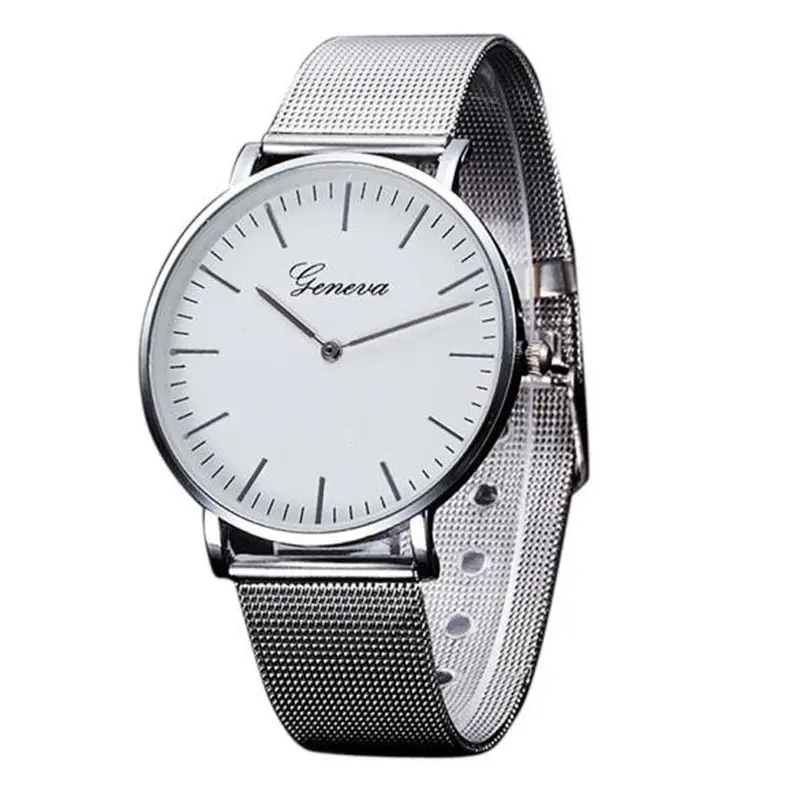 Women Watch Geneva Elegant Clock Stainless Steel Band Silver Analog Quartz Watch Bracelet Relogio Feminino 2
