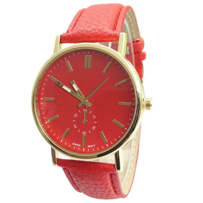 Women Watch Top Ommatidium Style Women Men Leather Band Hour Woman Analog Quartz Wrist Watches 5