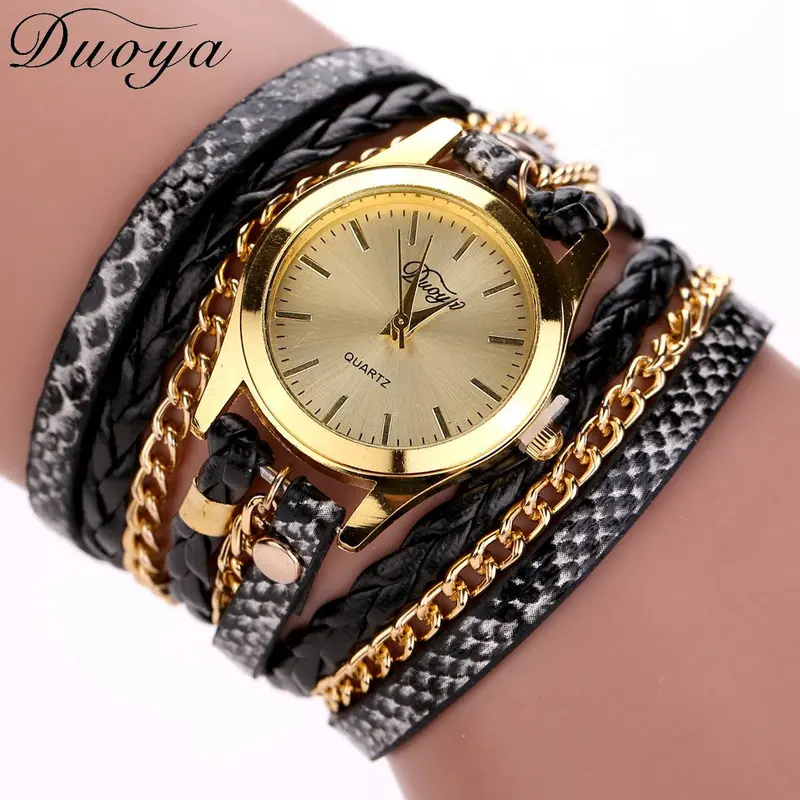 Women Watches Bracelet Dress Clock Rhinestone Elegant Pu Leather Band Heart Pendant Relogio Feminino 1