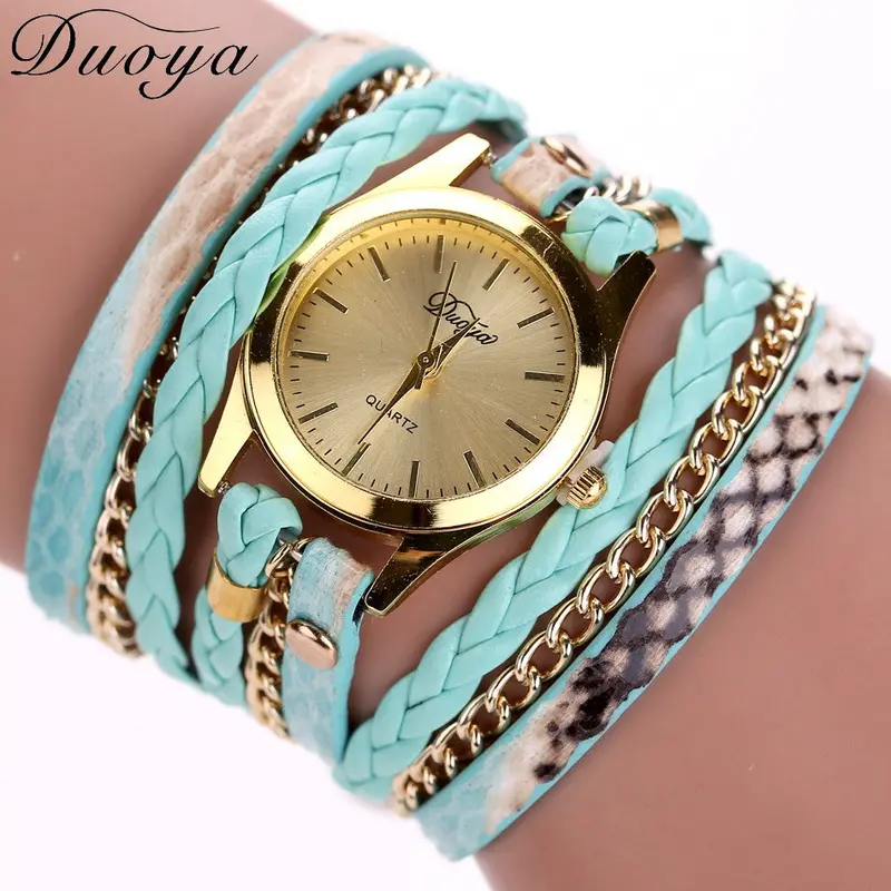 Women Watches Bracelet Dress Clock Rhinestone Elegant Pu Leather Band Heart Pendant Relogio Feminino 2
