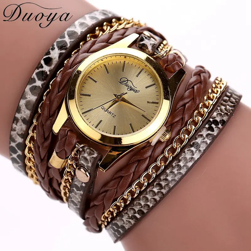 Women Watches Bracelet Dress Clock Rhinestone Elegant Pu Leather Band Heart Pendant Relogio Feminino 3