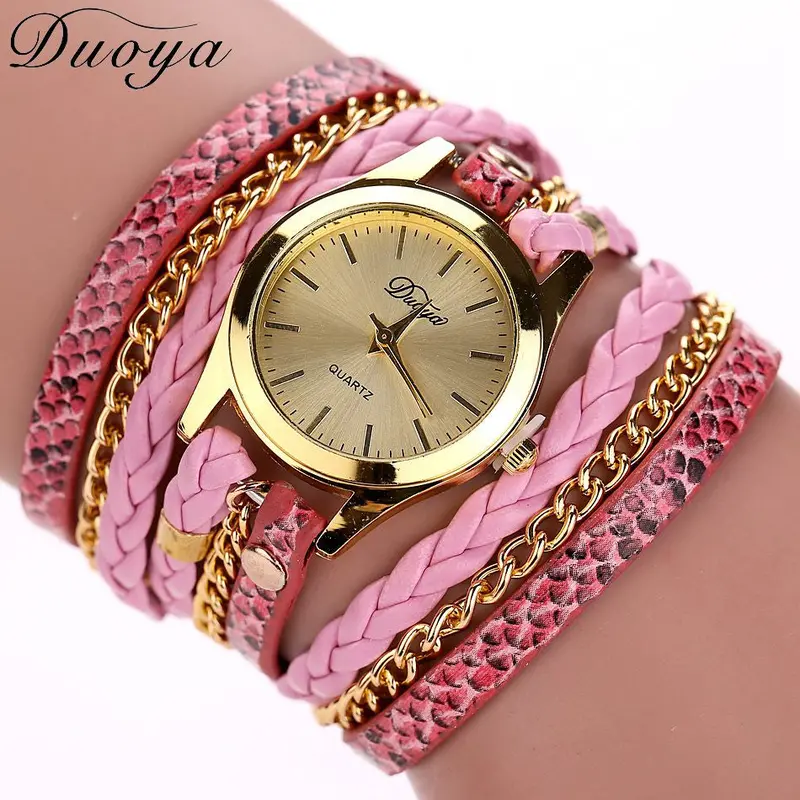 Women Watches Bracelet Dress Clock Rhinestone Elegant Pu Leather Band Heart Pendant Relogio Feminino 5