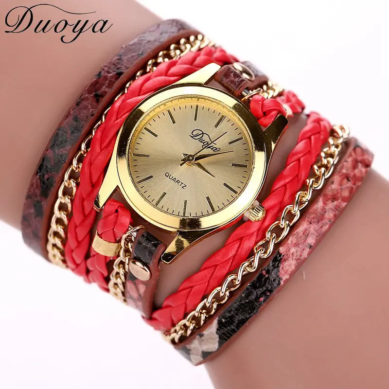 Women Watches Bracelet Dress Clock Rhinestone Elegant Pu Leather Band Heart Pendant Relogio Feminino 6