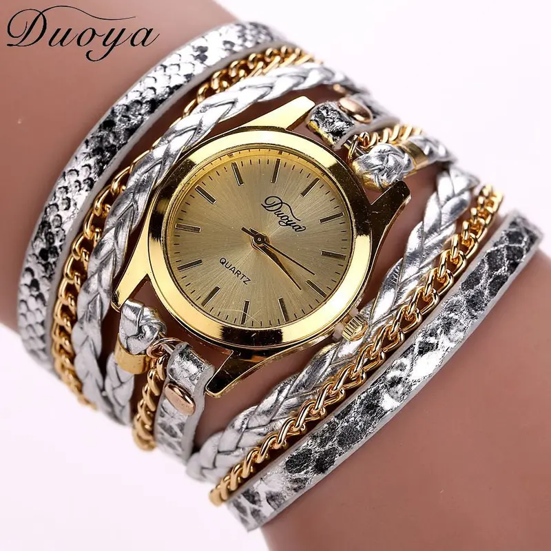 Women Watches Bracelet Dress Clock Rhinestone Elegant Pu Leather Band Heart Pendant Relogio Feminino 7