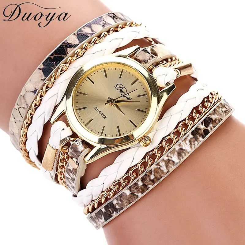 Women Watches Bracelet Dress Clock Rhinestone Elegant Pu Leather Band Heart Pendant Relogio Feminino 8