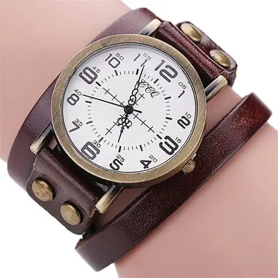 Women Watches Bracelet Dress Clock Vintage Cow Pu Leather Ladies Quartz Watch Relogio Feminino 3
