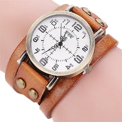 Women Watches Bracelet Dress Clock Vintage Cow Pu Leather Ladies Quartz Watch Relogio Feminino 4