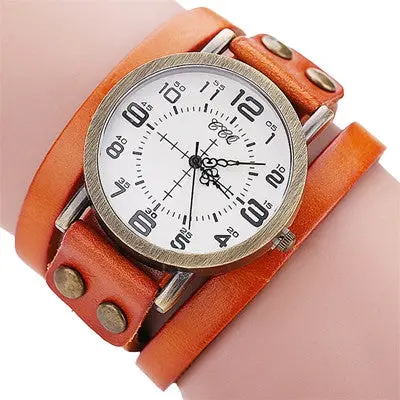 Women Watches Bracelet Dress Clock Vintage Cow Pu Leather Ladies Quartz Watch Relogio Feminino 6