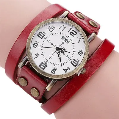 Women Watches Bracelet Dress Clock Vintage Cow Pu Leather Ladies Quartz Watch Relogio Feminino 7