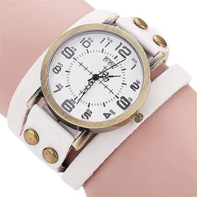Women Watches Bracelet Dress Clock Vintage Cow Pu Leather Ladies Quartz Watch Relogio Feminino 8