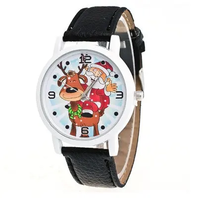 Women Watches Christmas Elderly Pattern Pu Leather Band Analog Quartz Watch Clock Relogio Feminino 1