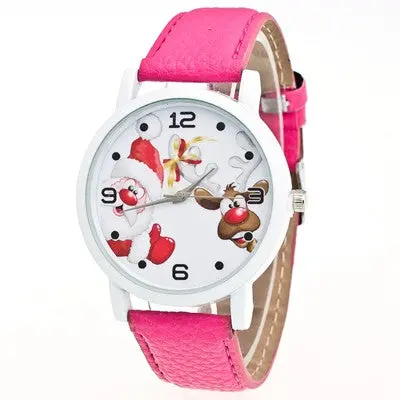 Women Watches Christmas Elderly Pattern Pu Leather Band Analog Quartz Watch Clock Relogio Feminino 10